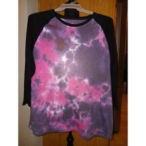 Purple Ice Tie Dye Raglan 3/4 Sleeve T-Shirt NWT Size 3XL